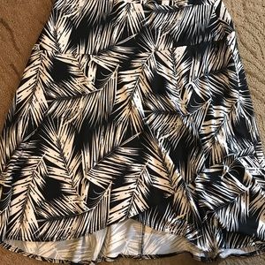 Black & White Floral Ruffle A Line Skirt